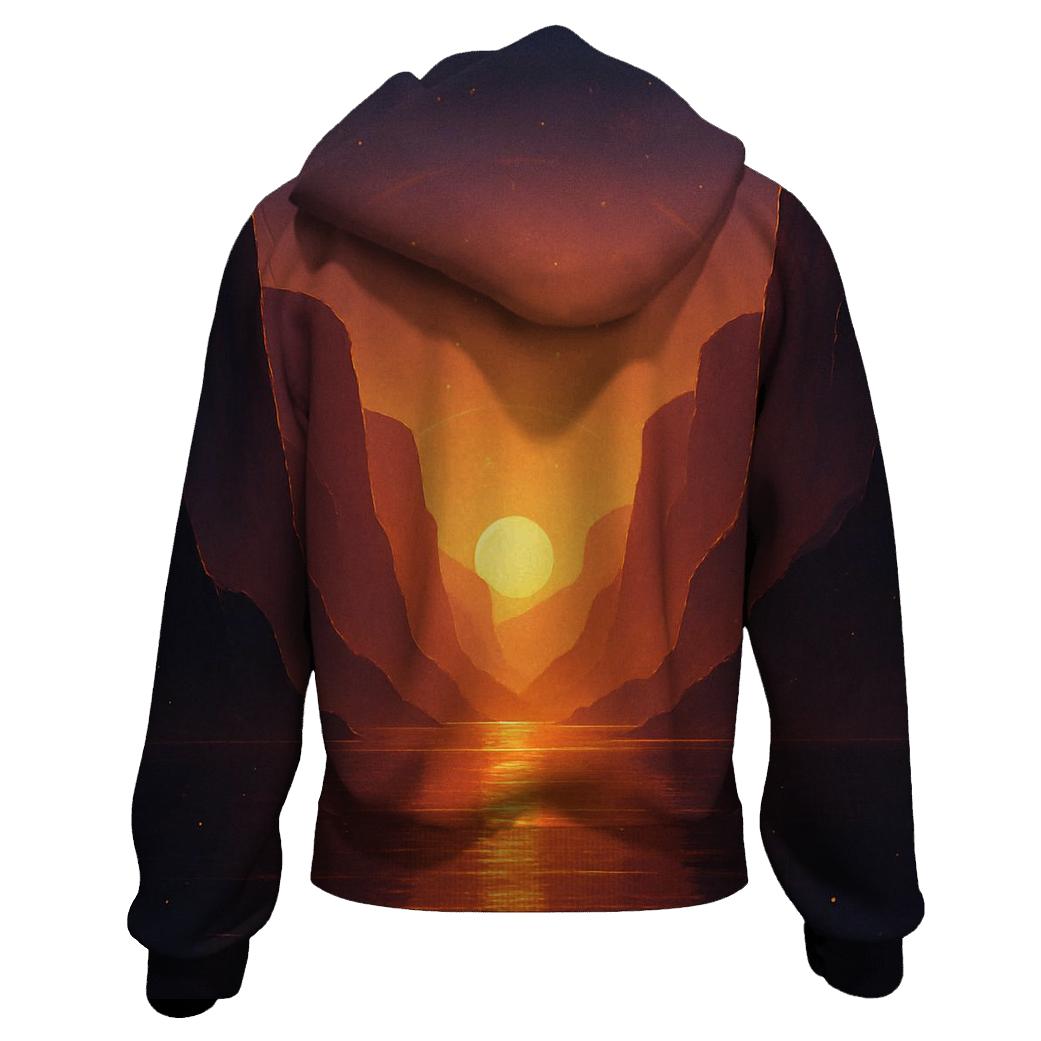 Ember Glass Fjord Sunset embroidered hoodies