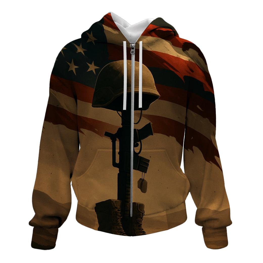 Desert Memorial Under A Quiet Flag Sky graphic hoodies