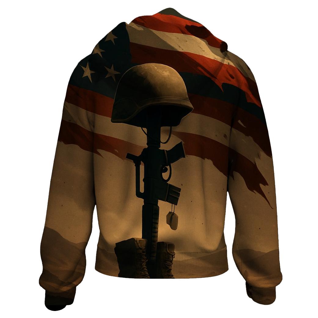 Desert Memorial Under A Quiet Flag Sky graphic hoodies