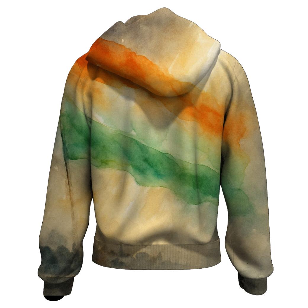 Saffron Storm Flag Of India printed hoodies