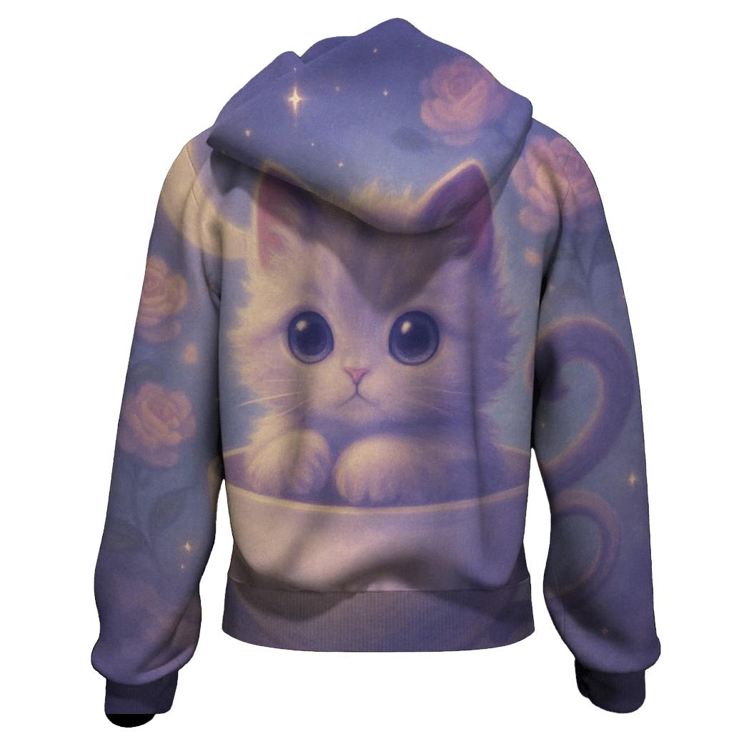 Moonlit Teacup Kitten Reverie premium hoodies
