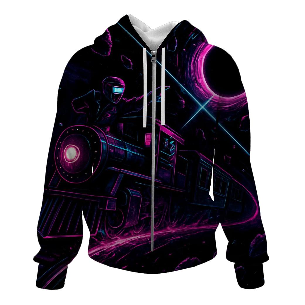 Neon Rail Through The Event Horizon lightweight hoodies