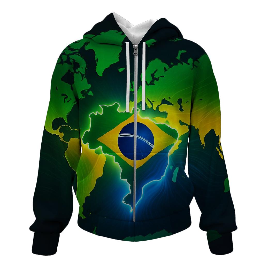 Map Gradient Flag Of Brazil premium hoodies