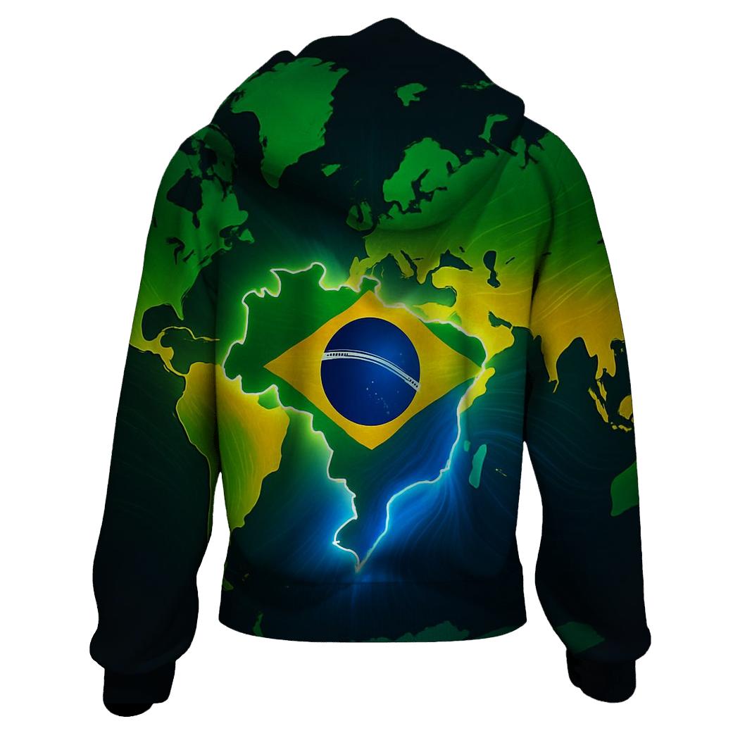 Map Gradient Flag Of Brazil premium hoodies