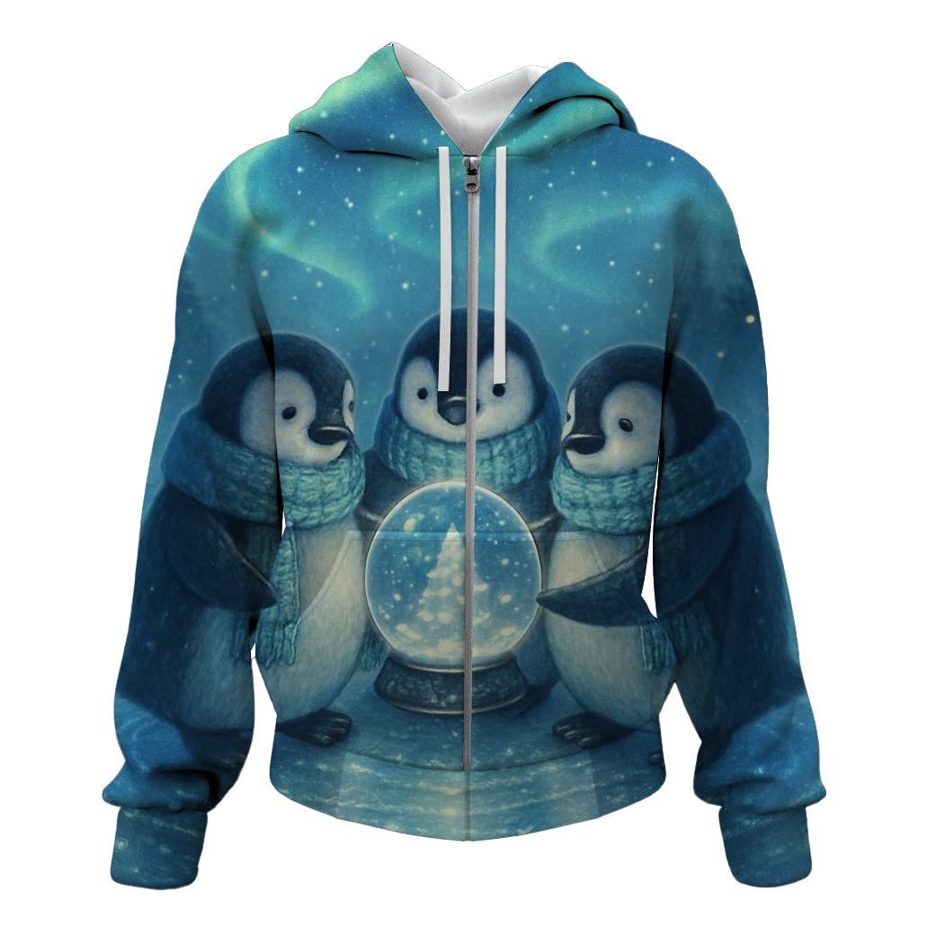 Aurora Snowglobe Penguin Parade printed hoodies