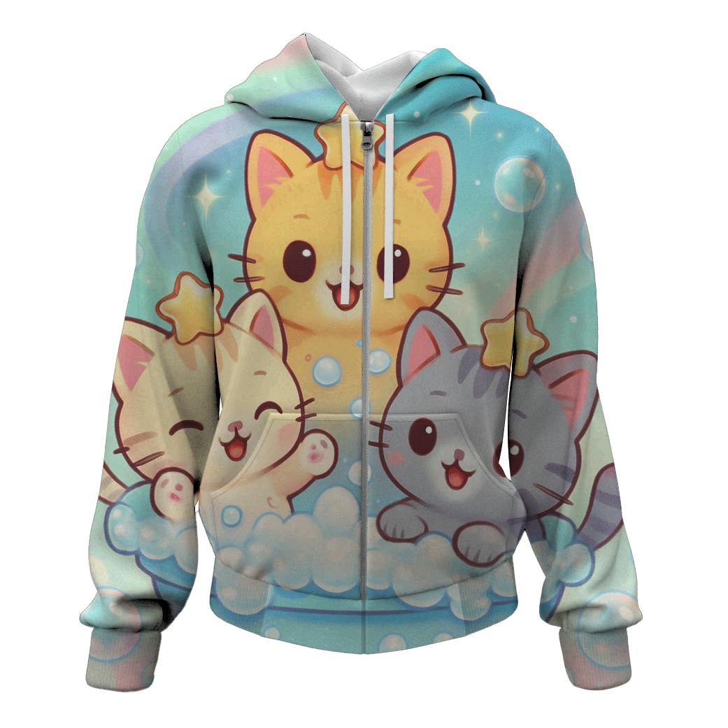 Aurora Bubble Bath Kittens printed hoodies