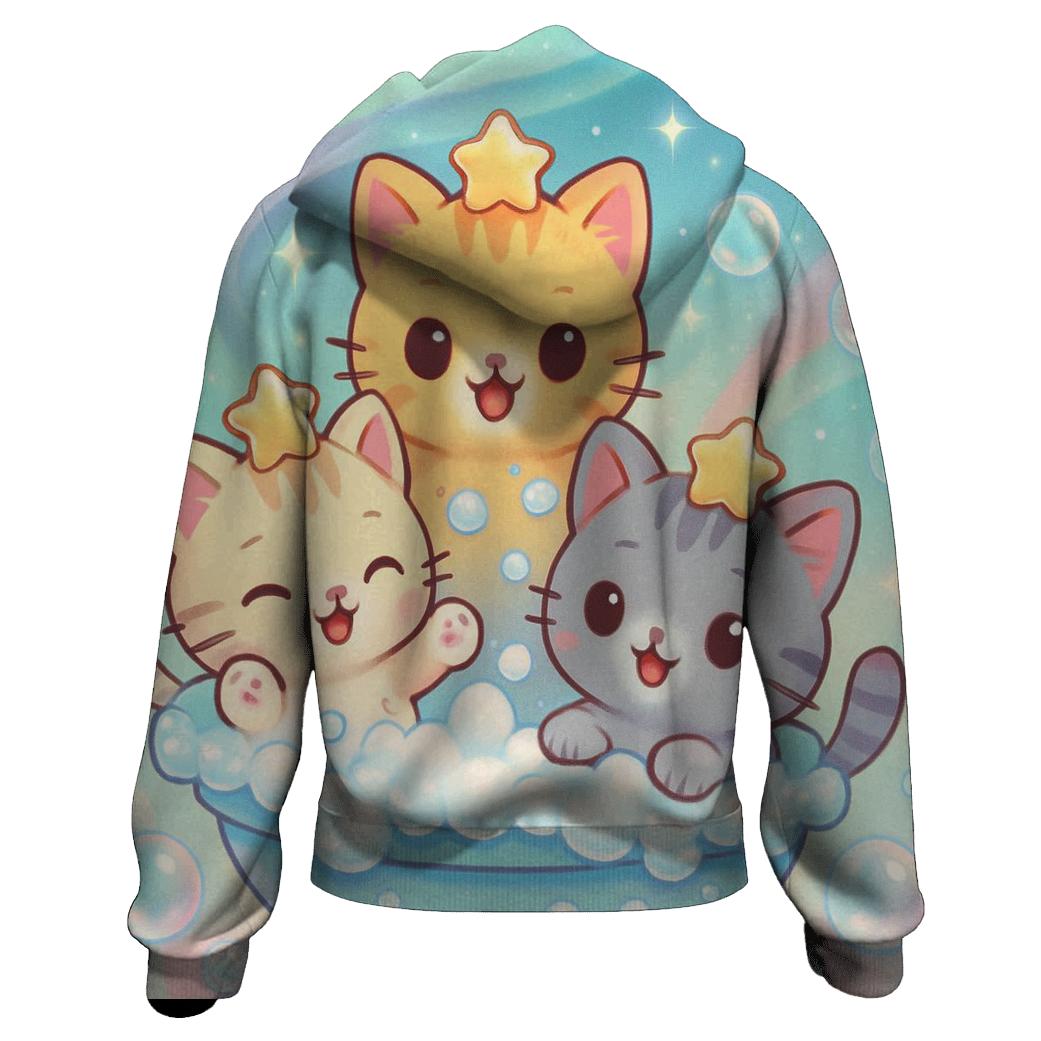 Aurora Bubble Bath Kittens printed hoodies