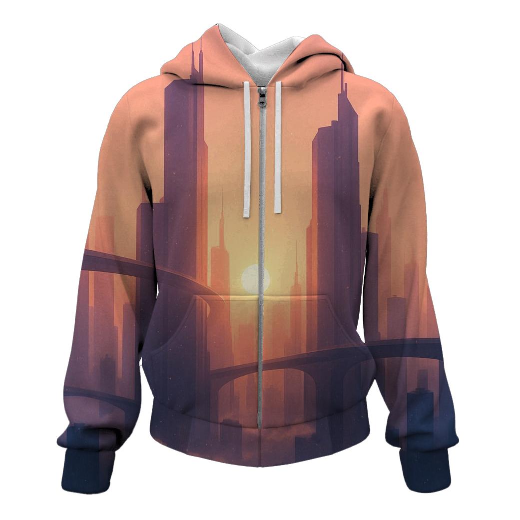 Skybridge Skyline Golden Hour Drift custom hoodies