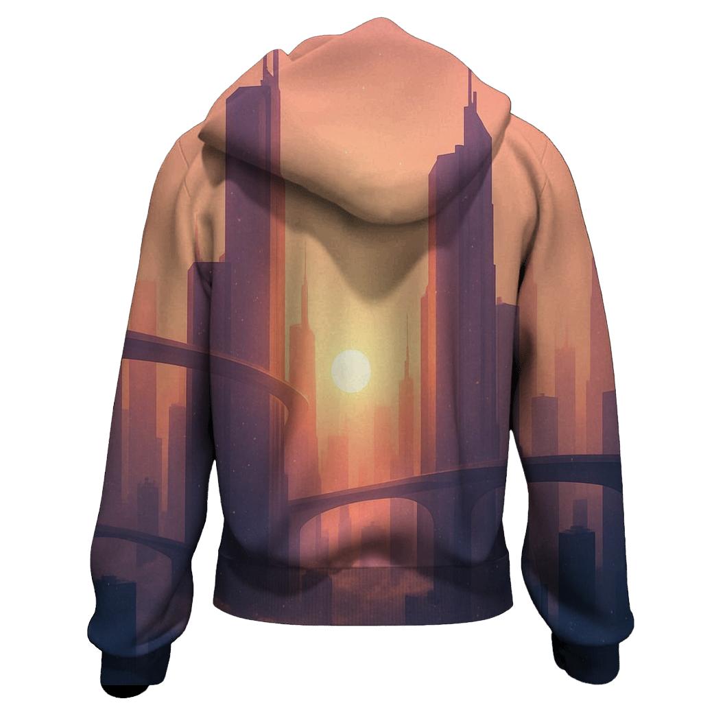 Skybridge Skyline Golden Hour Drift custom hoodies