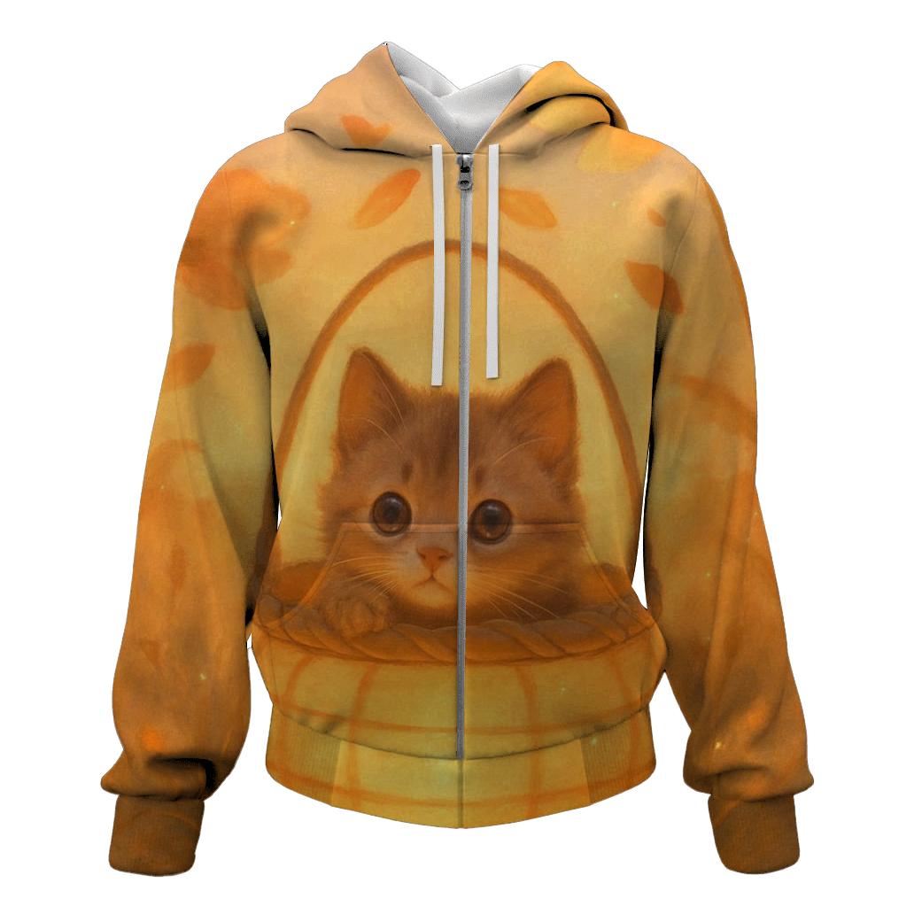 Sunrise Lantern Basket Kitten printed hoodies