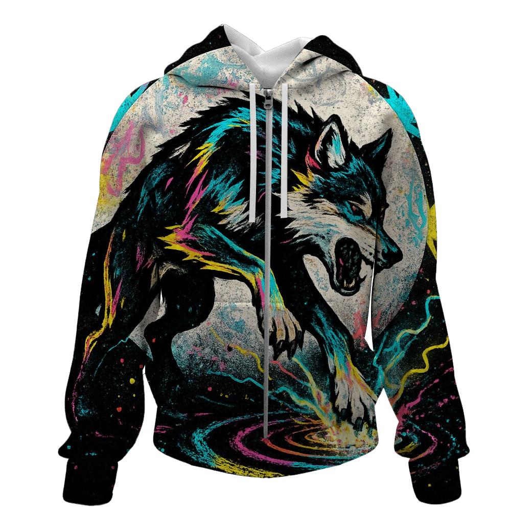 Graffiti Moon Drummer Wolf zip-up hoodies