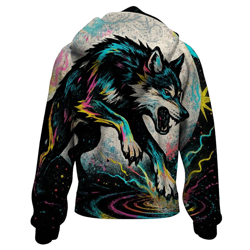 Graffiti Moon Drummer Wolf zip-up hoodies