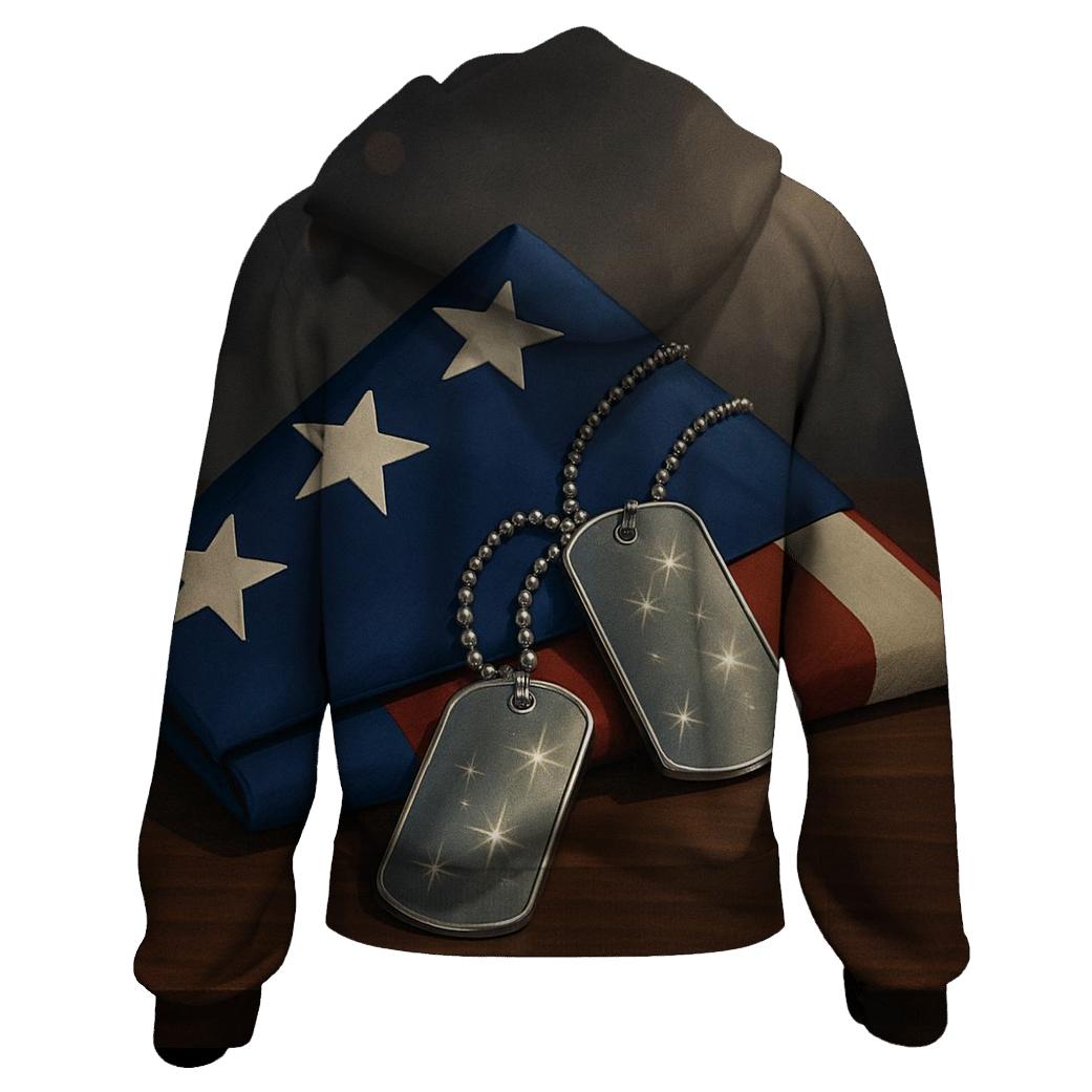 Constellation Dog Tags On A Folded Flag heavyweight hoodies