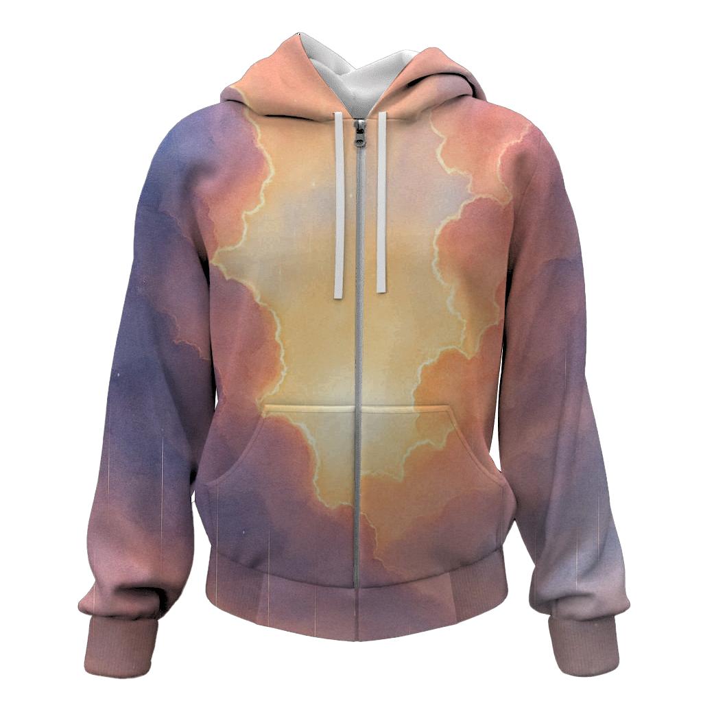 Lavender Raincloud Sundown Halo zip-up hoodies