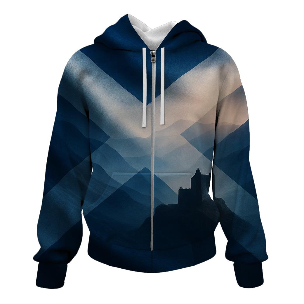 Highland Double Exposure Flag Of Scotland printed hoodies