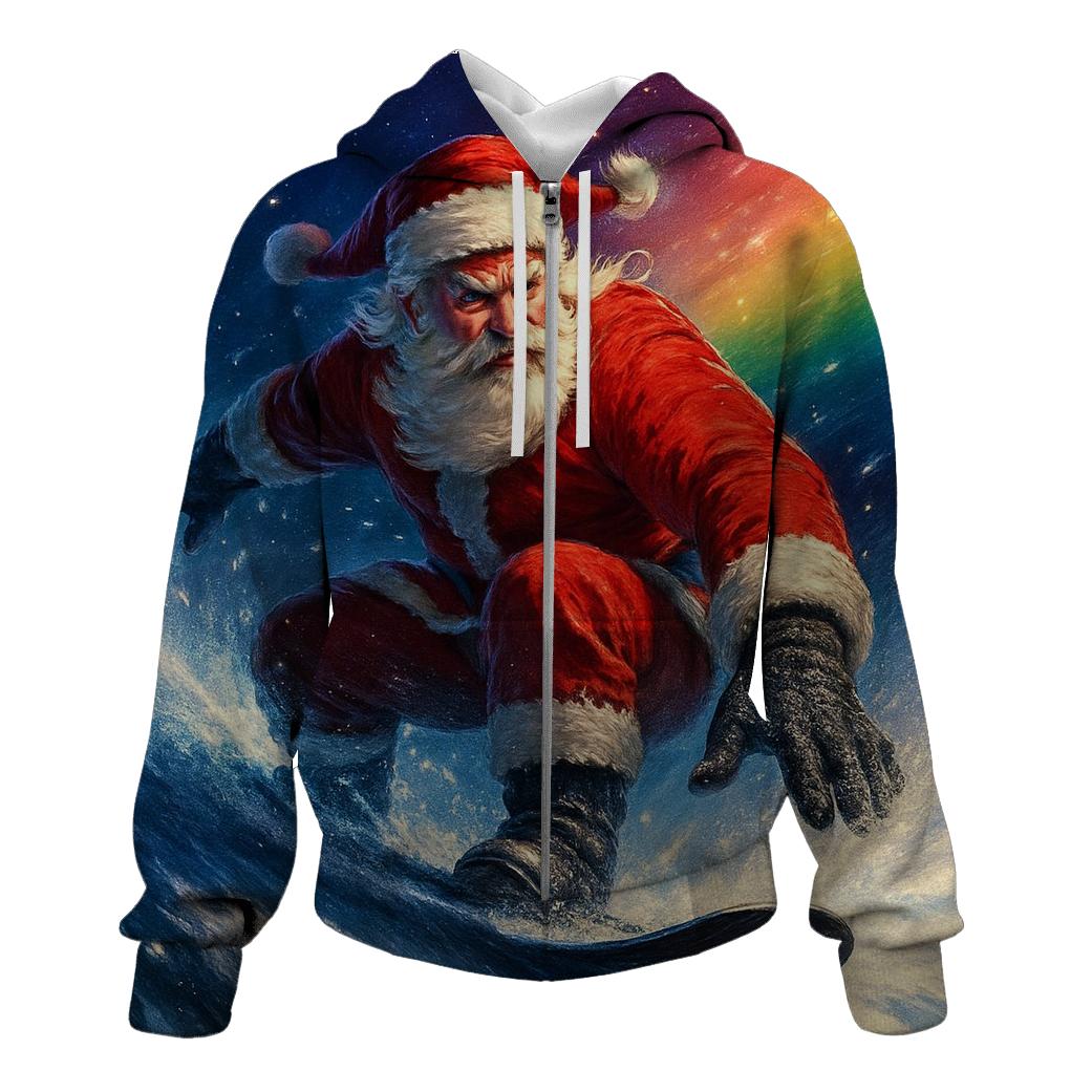 Santa Snowboard Comet Run heavyweight hoodies