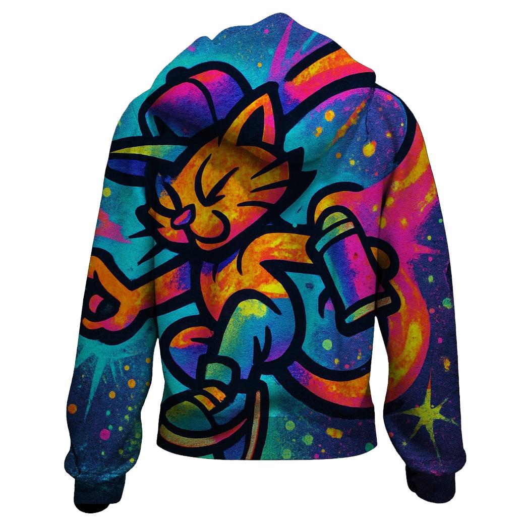 Graffiti Meteor Breakdancer Cat designer hoodies