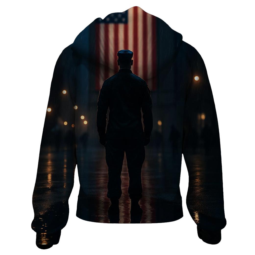 Rain Soaked City Tribute Flag Reflection hoodie designs