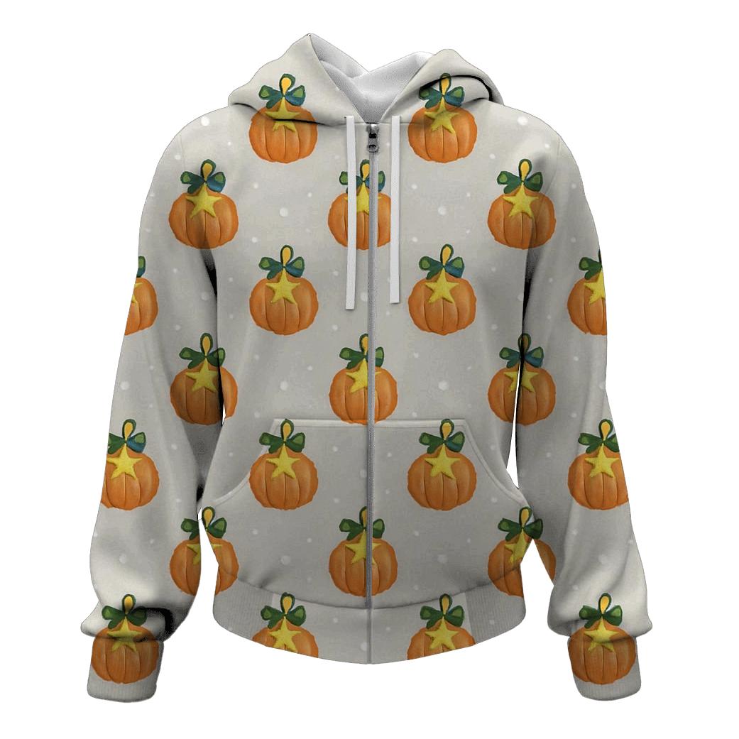 Star Ornament Pumpkin Polka Grid On Light Gray Background premium hoodies