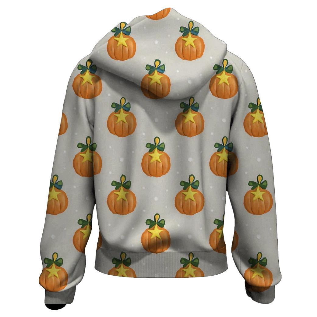 Star Ornament Pumpkin Polka Grid On Light Gray Background premium hoodies