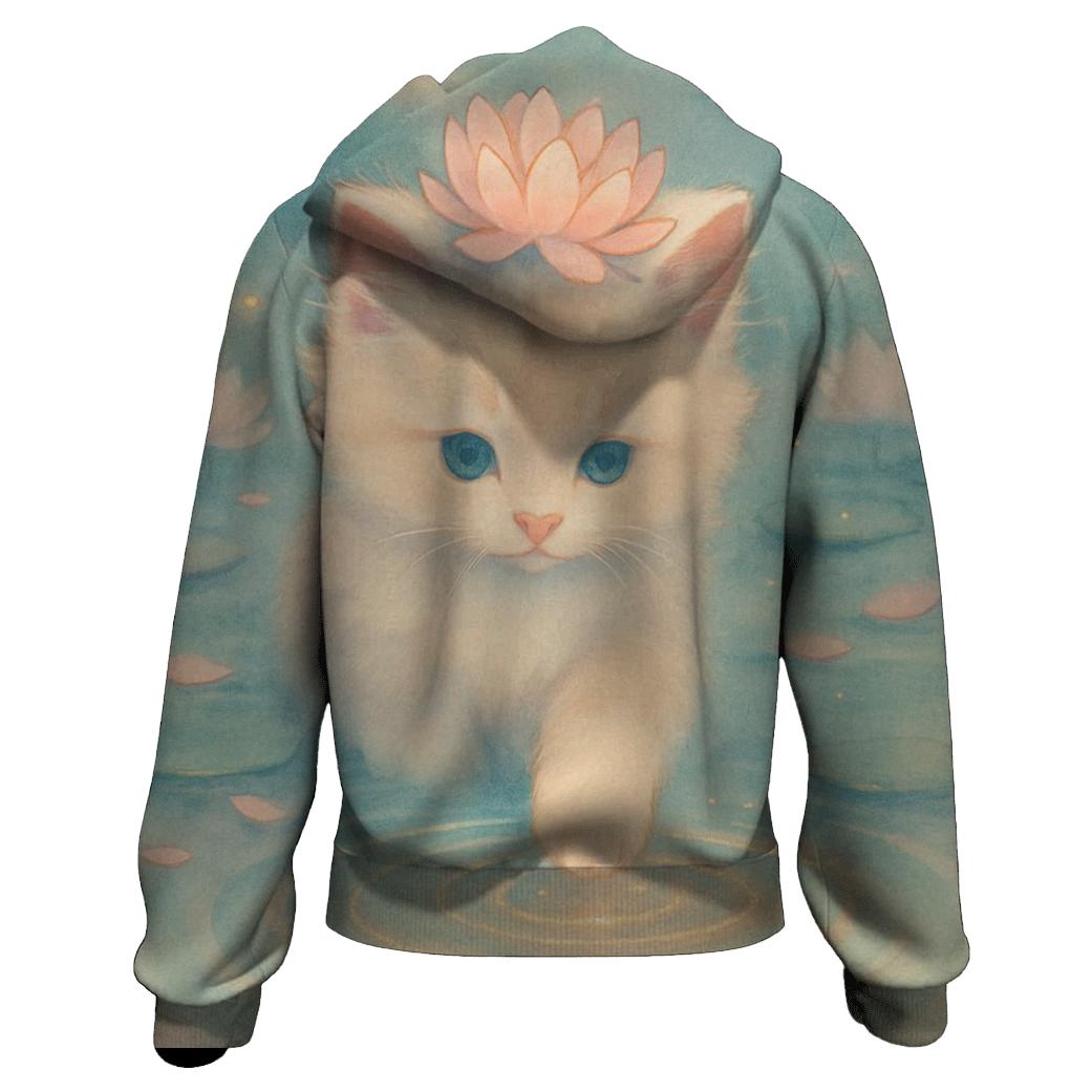 Whispering Lotus Pond Kitten designer hoodies