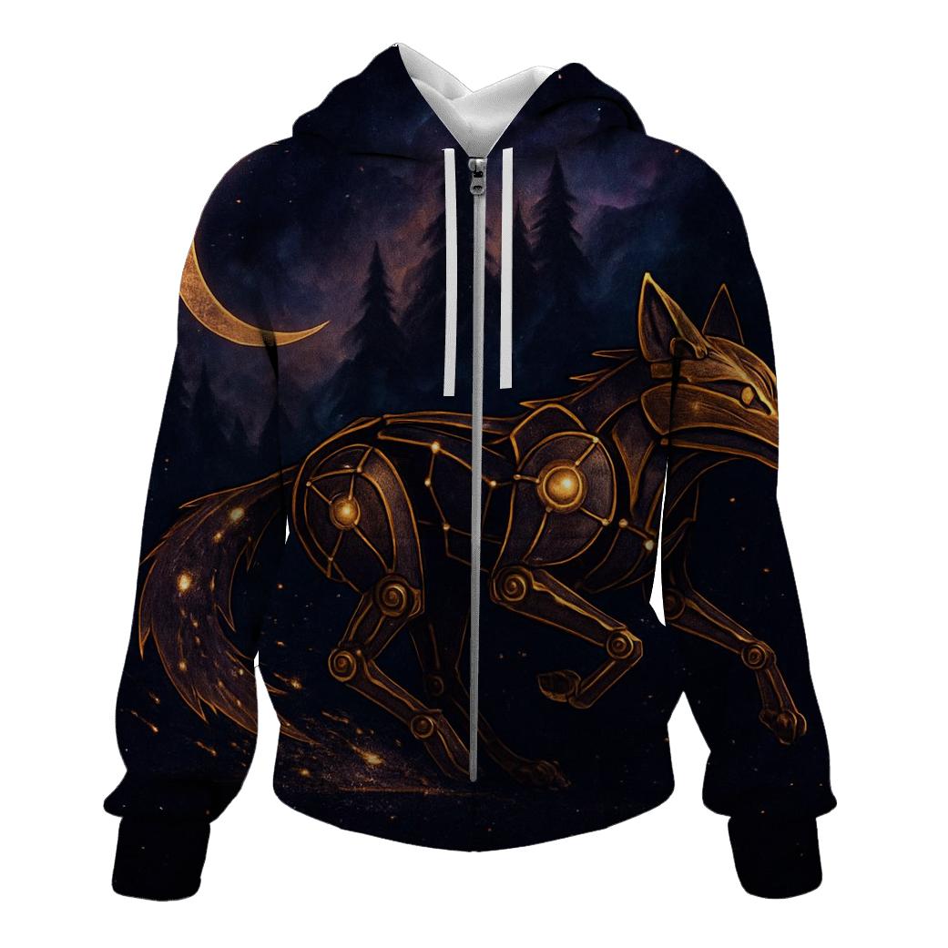 Clockwork Constellation Fox embroidered hoodies