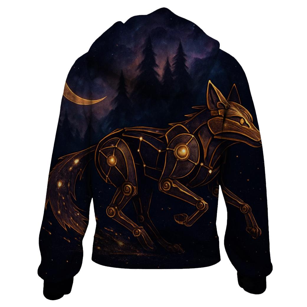 Clockwork Constellation Fox embroidered hoodies