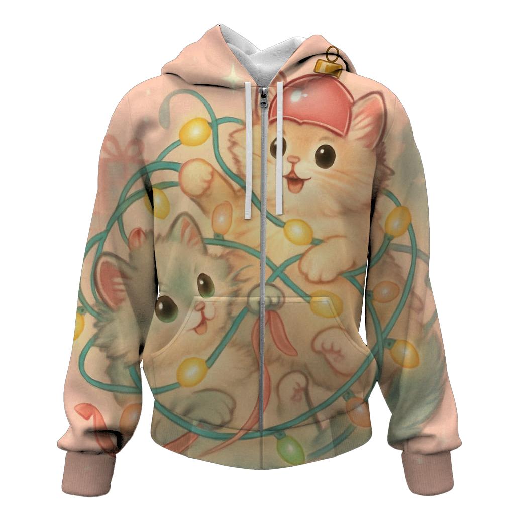 Christmas Cats Tangled In Twinkle Lights hoodie designs