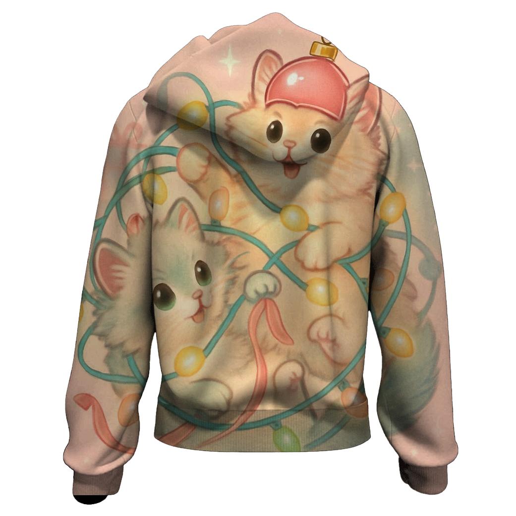 Christmas Cats Tangled In Twinkle Lights hoodie designs