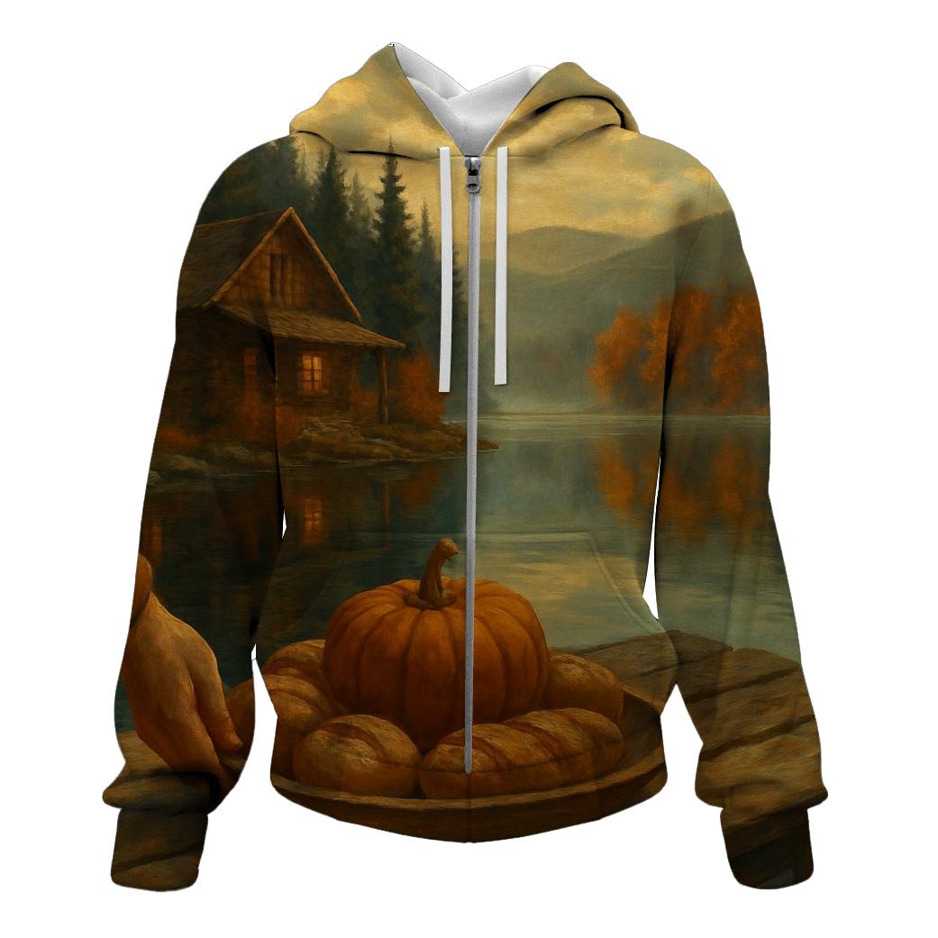 Lake Cabin Thanksgiving Blessing printed hoodies
