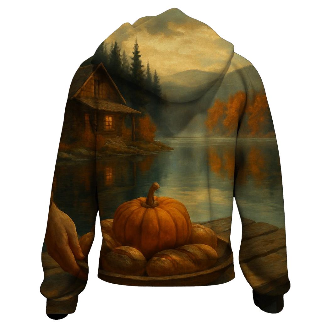 Lake Cabin Thanksgiving Blessing printed hoodies