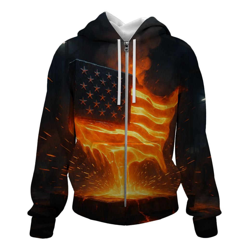 Steel Foundry Flag Forging zip-up hoodies