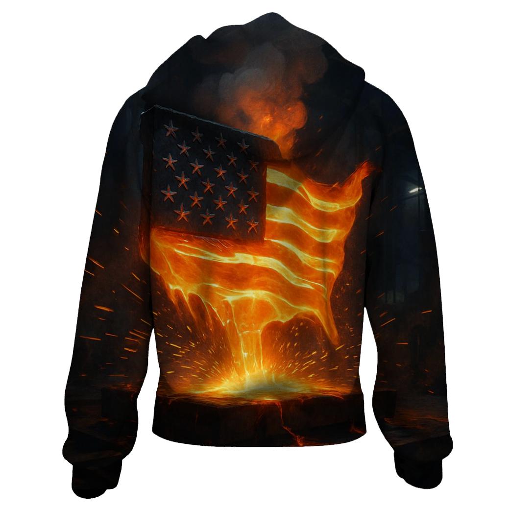 Steel Foundry Flag Forging zip-up hoodies