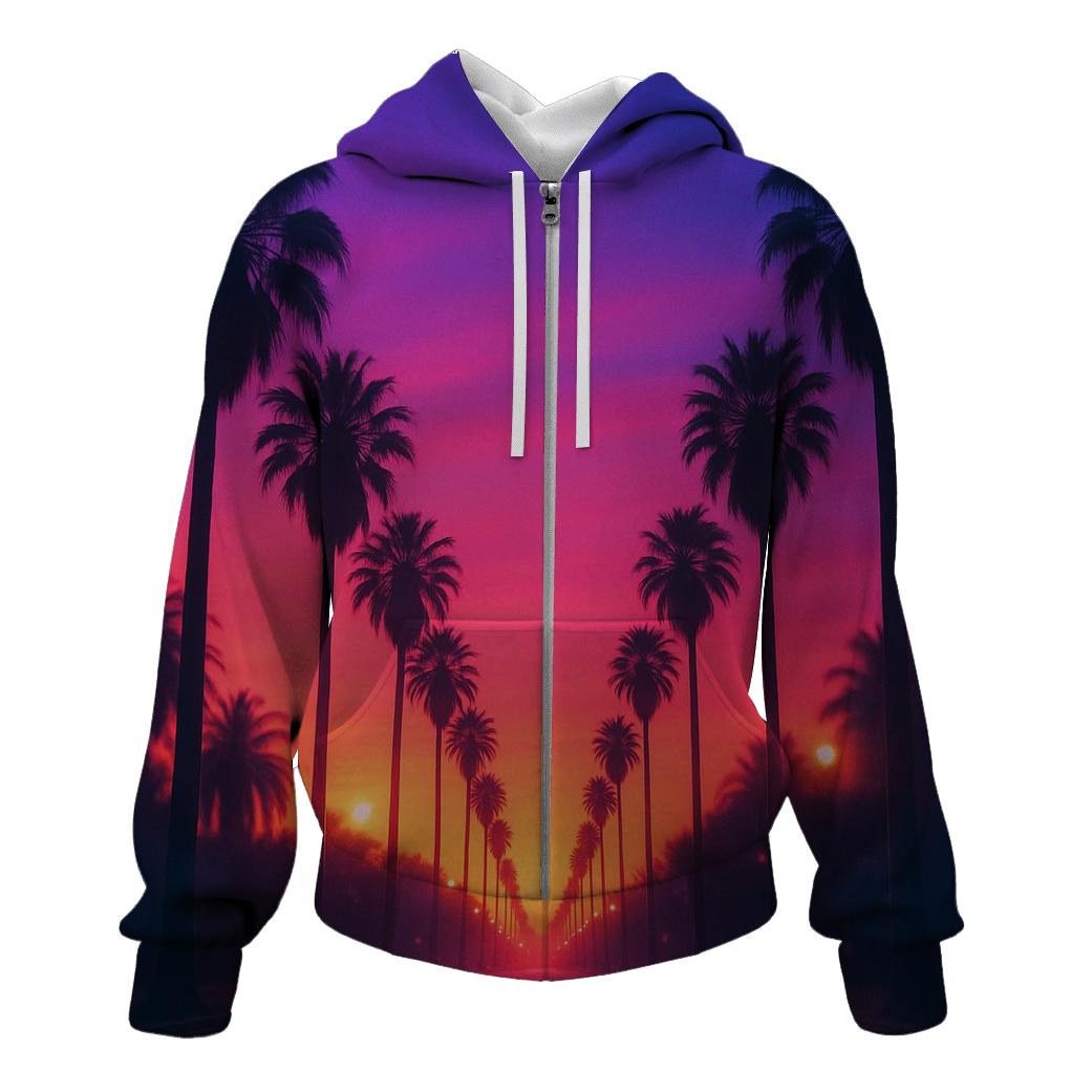 Palm Shadow Sway Dusk Boulevard embroidered hoodies