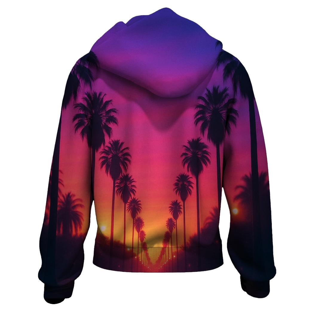 Palm Shadow Sway Dusk Boulevard embroidered hoodies
