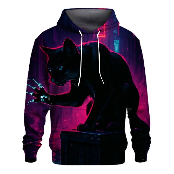 Neon Alley Circuit Cat heavyweight hoodies
