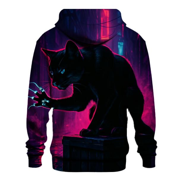 Neon Alley Circuit Cat heavyweight hoodies