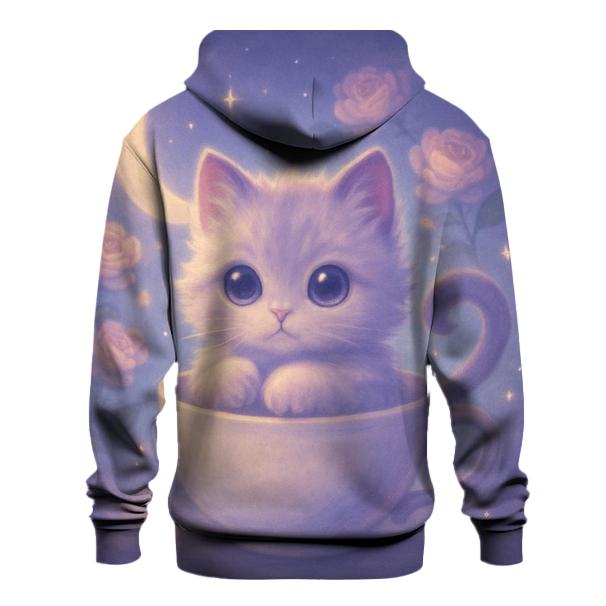 Moonlit Teacup Kitten Reverie lightweight hoodies