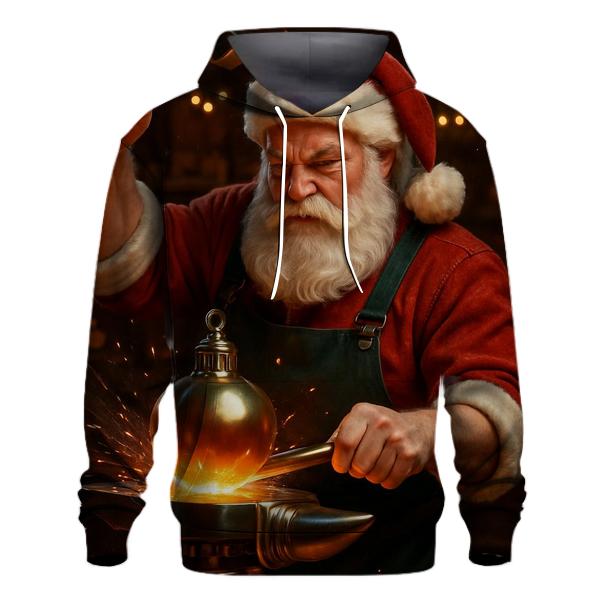 North Pole Workshop Gearsmith Santa embroidered hoodies