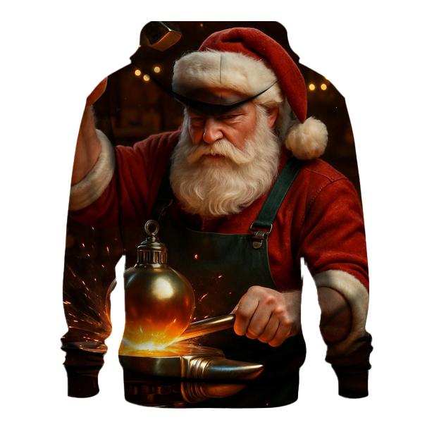 North Pole Workshop Gearsmith Santa embroidered hoodies
