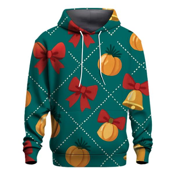 Bell And Bow Pumpkin Diagonal Chevron On Teal Background custom hoodies