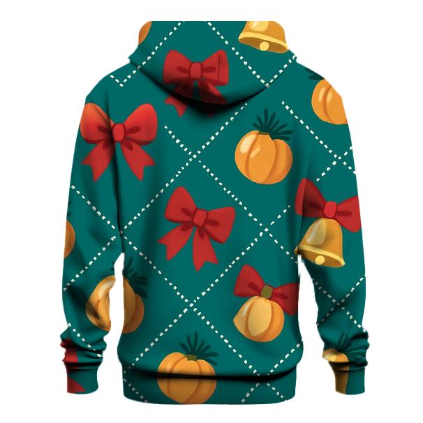 Bell And Bow Pumpkin Diagonal Chevron On Teal Background custom hoodies