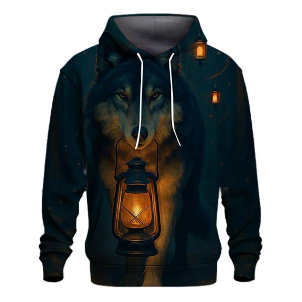Midnight Lantern Trail Wolf hoodies fashion