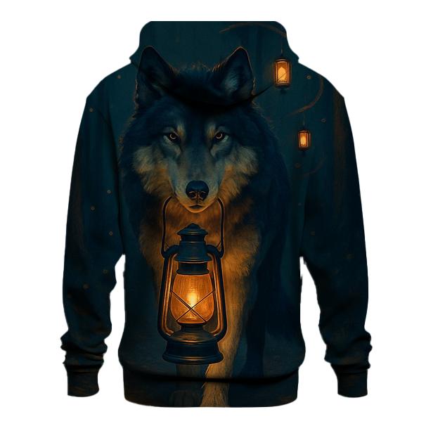 Midnight Lantern Trail Wolf hoodies fashion