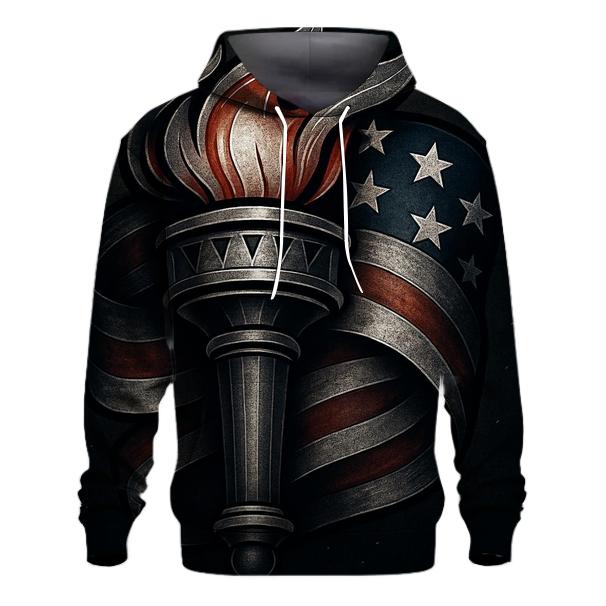 Liberty Torch And Flag Forged In Armor Steel heavyweight hoodies