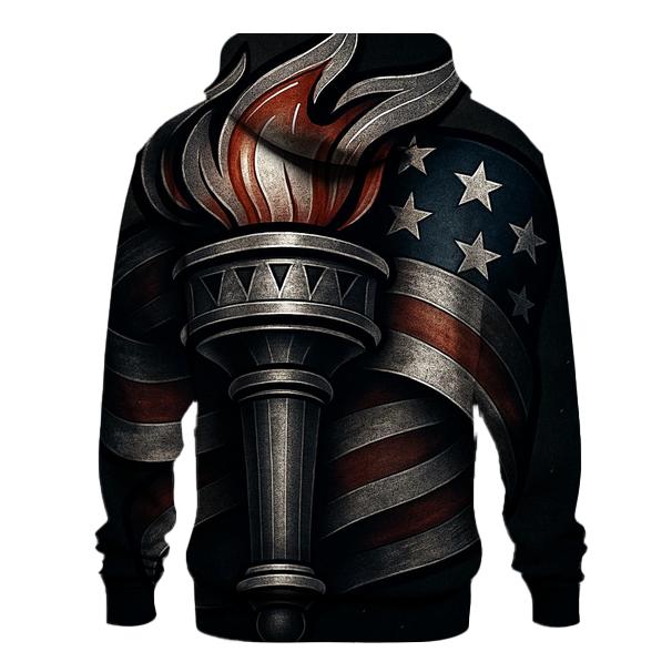 Liberty Torch And Flag Forged In Armor Steel heavyweight hoodies