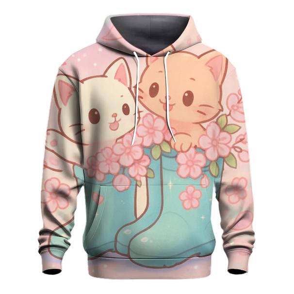 Cherry Blossom Rain Boots Kittens lightweight hoodies