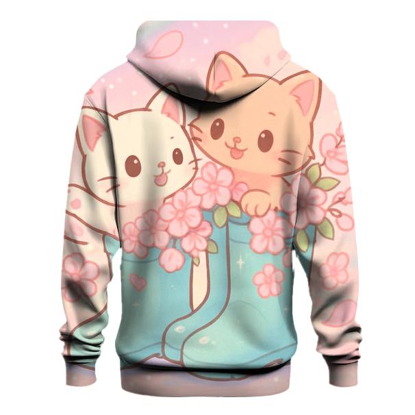 Cherry Blossom Rain Boots Kittens lightweight hoodies