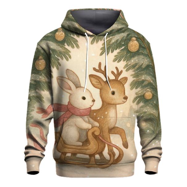 Winter Wildlife Sleigh Ride Through Fir Tunnel custom hoodies