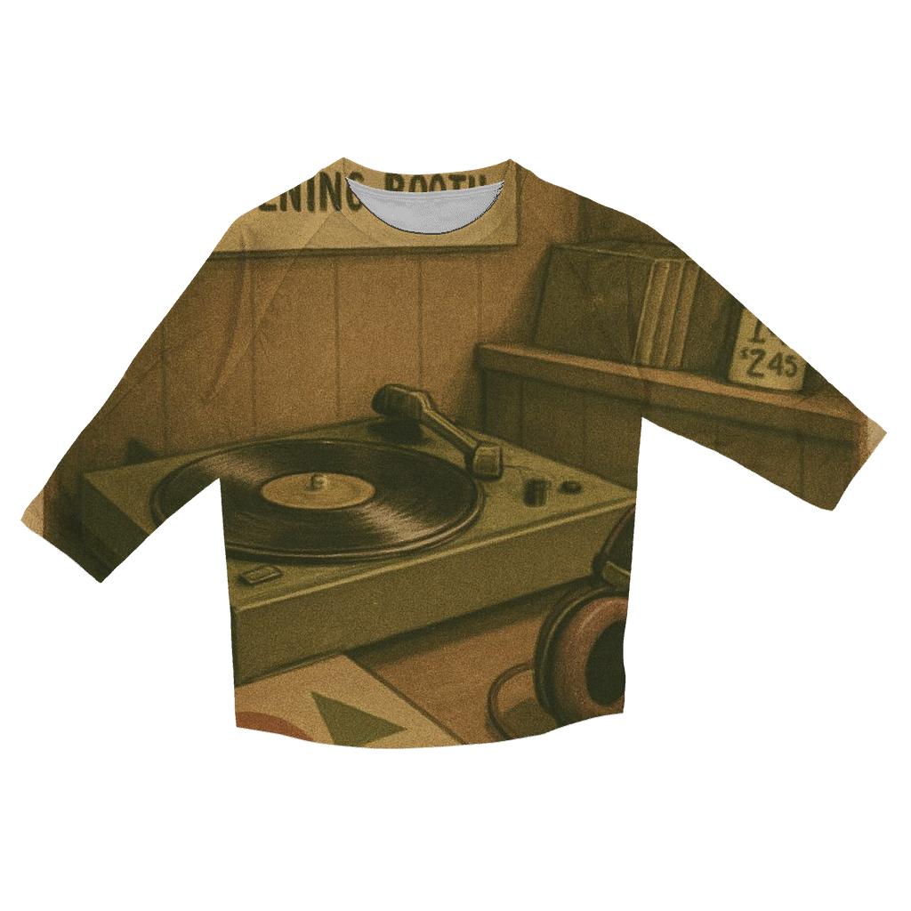 Antique Record Shop Listening Booth cotton quarter sleeve shirts